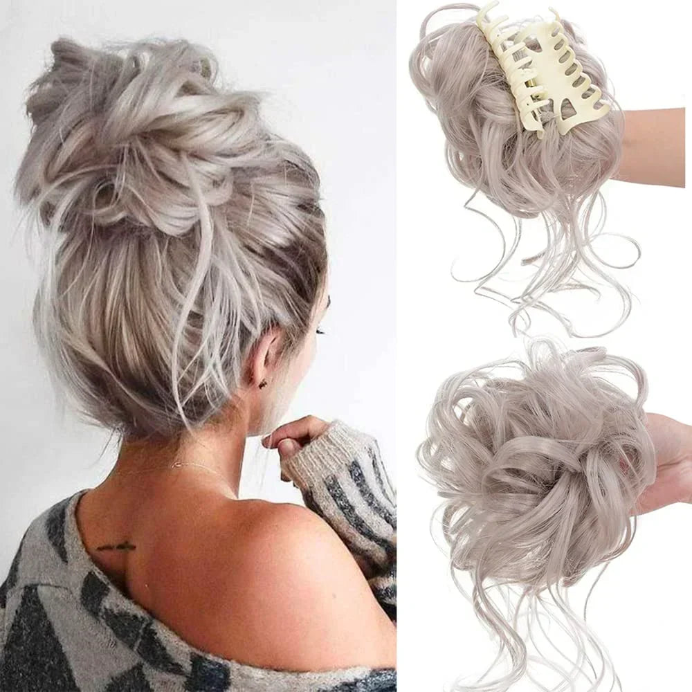 Voluminous Clip-In Curly Hair Bun Extension for a Natural Look