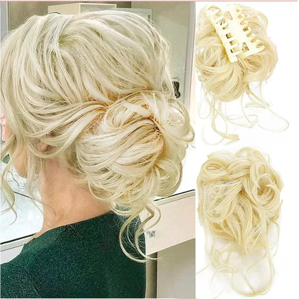 Voluminous Clip-In Curly Hair Bun Extension for a Natural Look