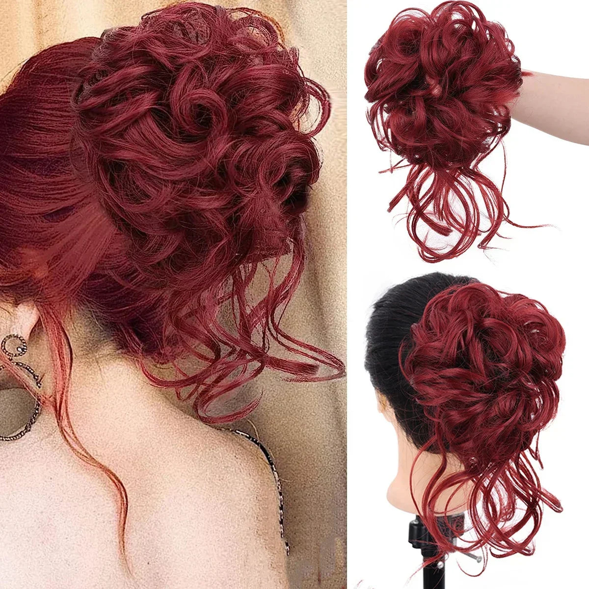 Voluminous Clip-In Curly Hair Bun Extension for a Natural Look