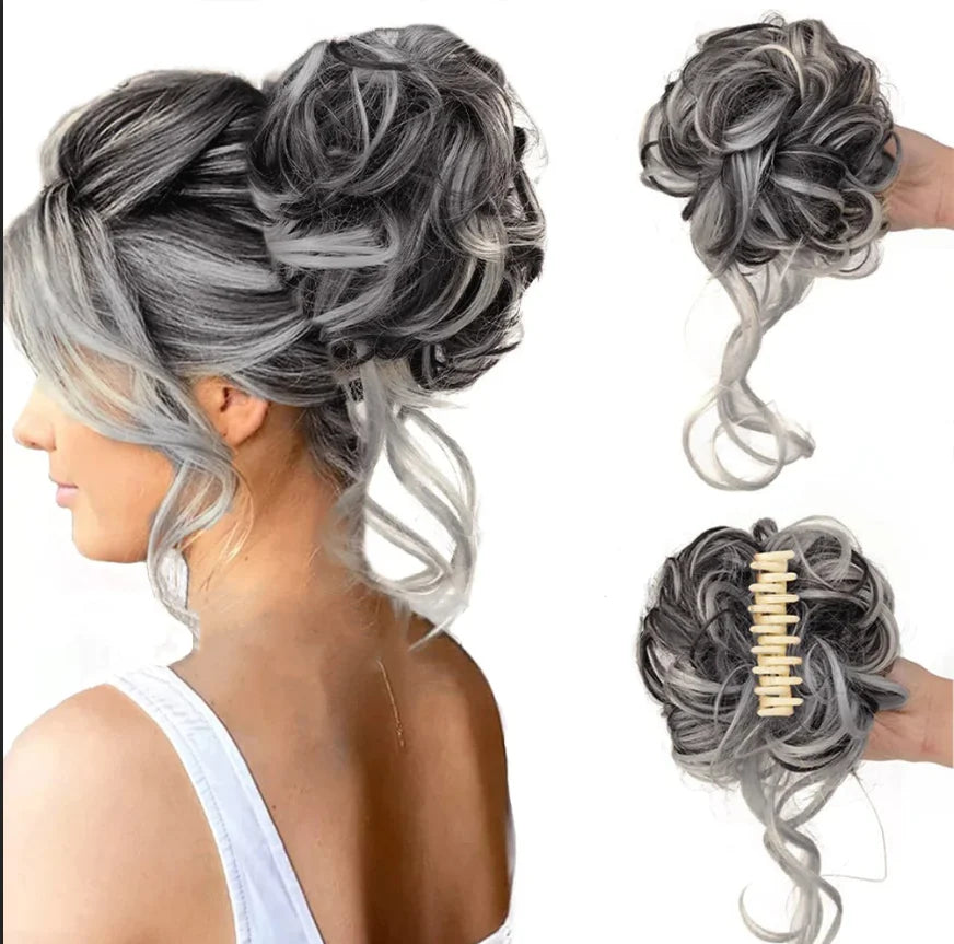 Voluminous Clip-In Curly Hair Bun Extension for a Natural Look