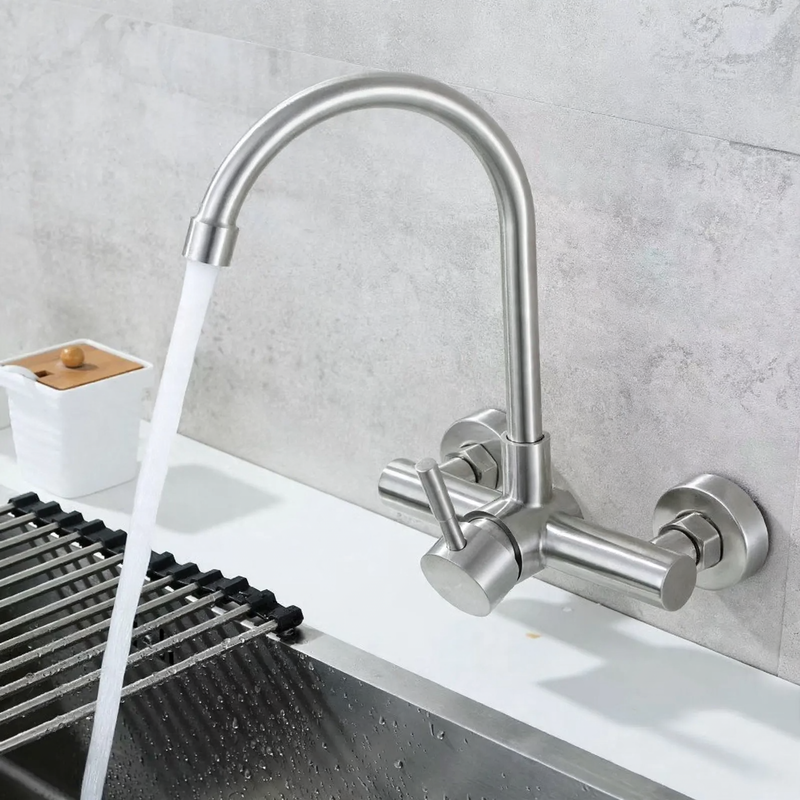 Wall-Mounted Kitchen Faucet with Ceramic Valve