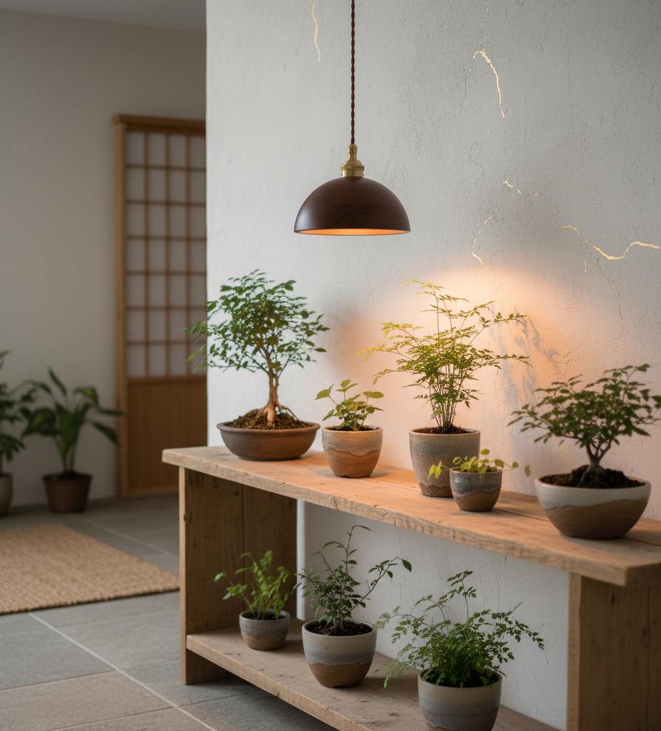 Walnut Dome Pendant Light - Modern Style Plant Grow Light - Image 3