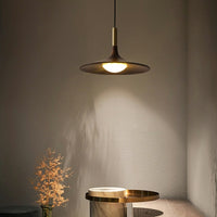Walnut LED Pendant Light - Modern Style - Disc Shade - Warm Light