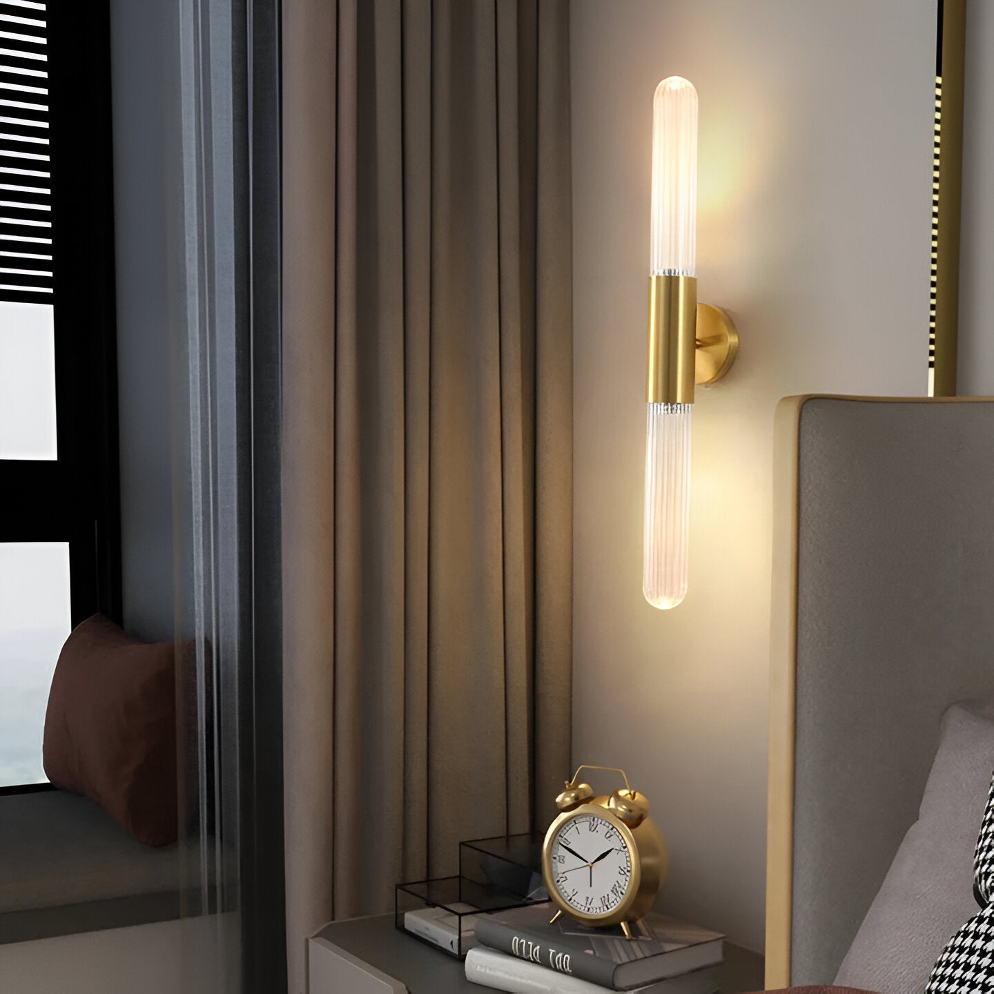 Water Ripple Glass Wall Sconce - Brass Finish - Modern Minimalist LED Wall Lamp - Image 3