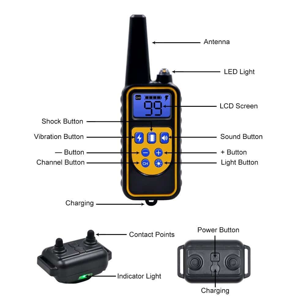 Waterproof Electric Dog Training Collar with Remote, 800m Range