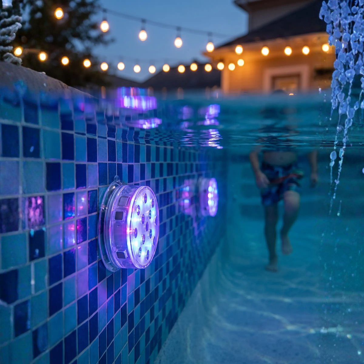 Waterproof LED Light with Remote Control, Magnet, and Suction Cups