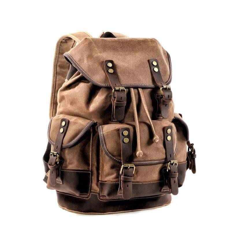 Waterproof Waxed Canvas Backpack, Hiking Leisure Rucksack