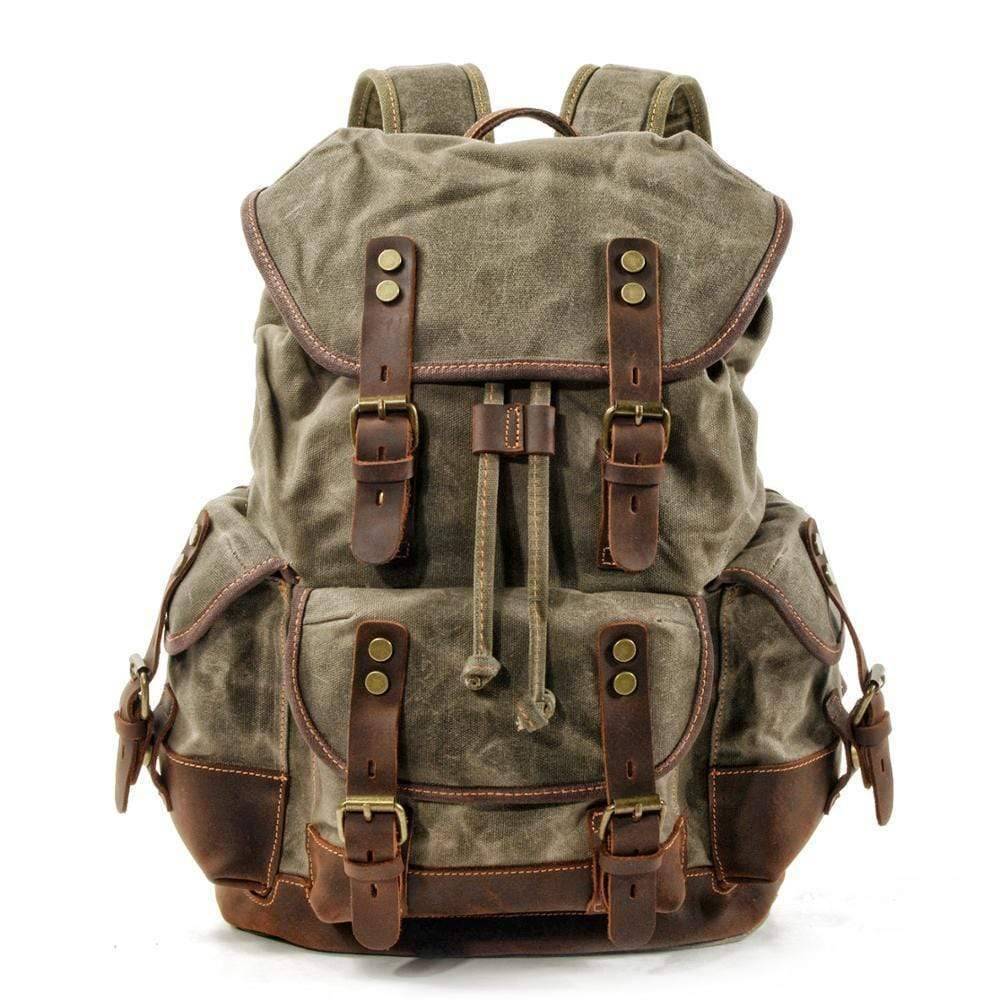 Waterproof Waxed Canvas Backpack, Hiking Leisure Rucksack