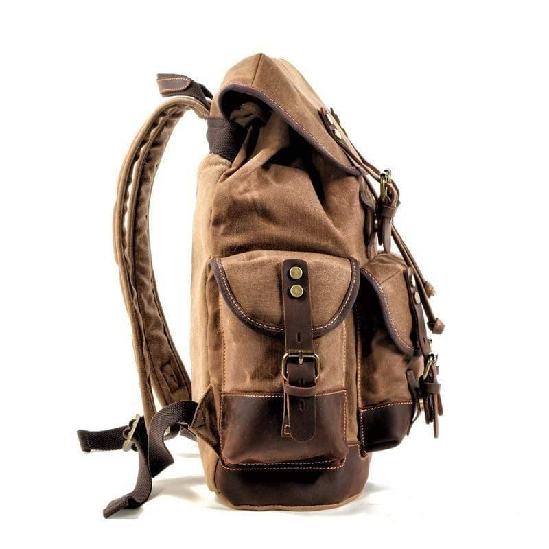 Waterproof Waxed Canvas Backpack, Hiking Leisure Rucksack