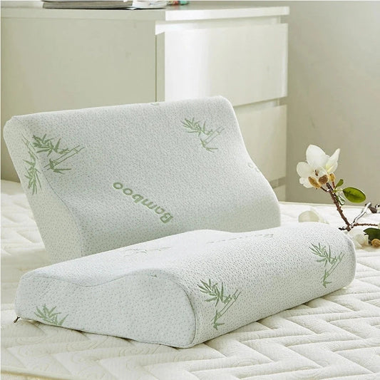 White Bamboo Pillow - Ergonomic Neck Support - Memory Foam Bed Pillow - Image 1