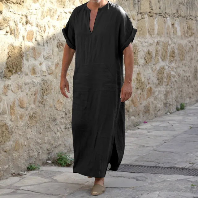 White Djellaba with V-Neck - Comfortable