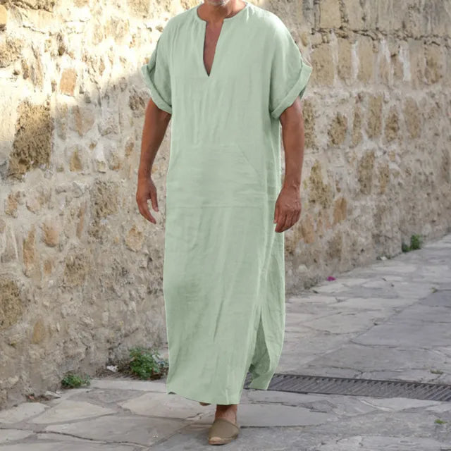 White Djellaba with V-Neck - Comfortable