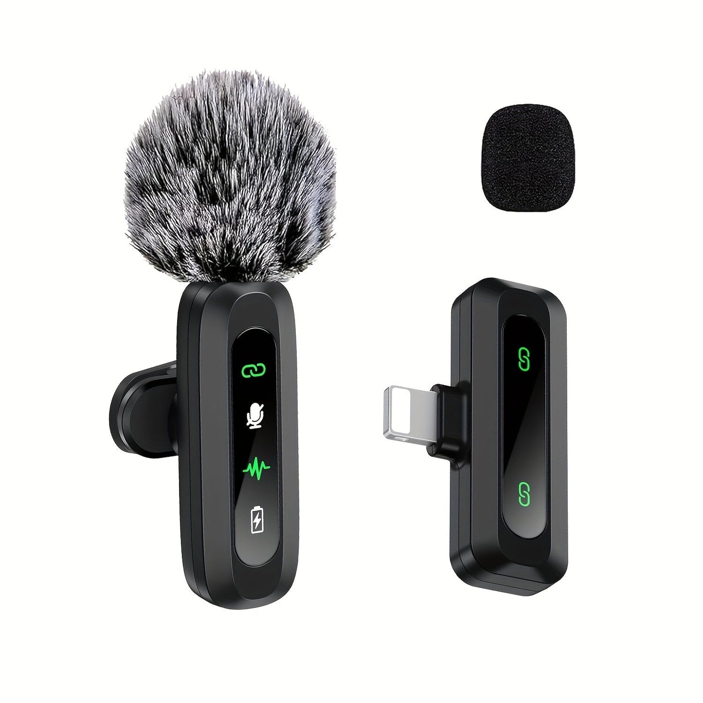 Wireless Lavalier Microphone with USB-C Connectivity for Podcasts and Vlogs – Compact Design with Built-in Windscreen