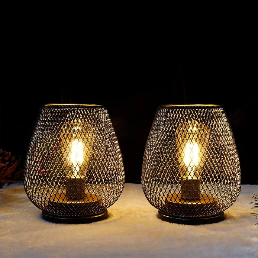 Wireless Metal Table Lamp - LED Lantern - Portable Ambient Lighting - Industrial Style - Image 2