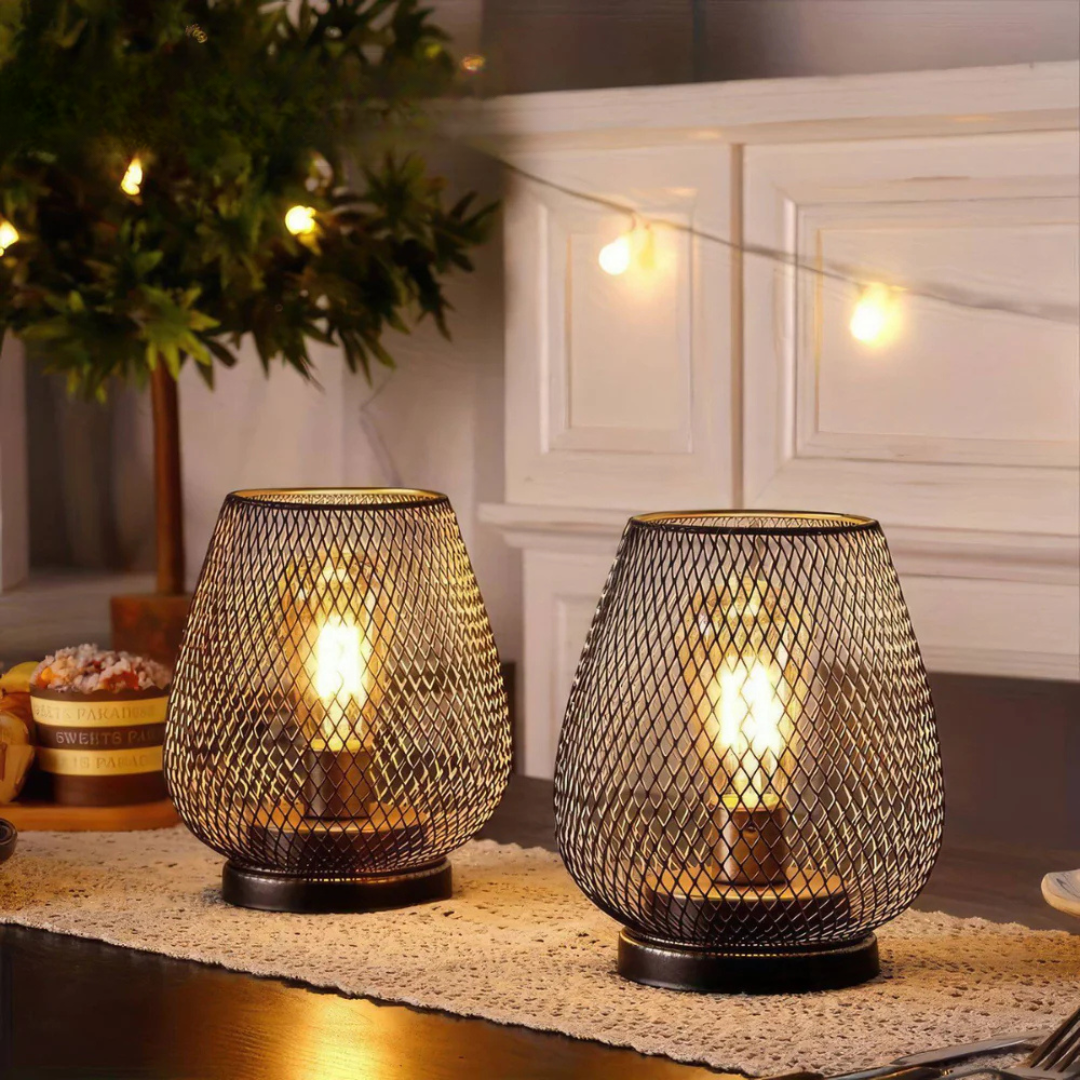 Wireless Metal Table Lamp - LED Lantern - Portable Ambient Lighting - Industrial Style - Image 3