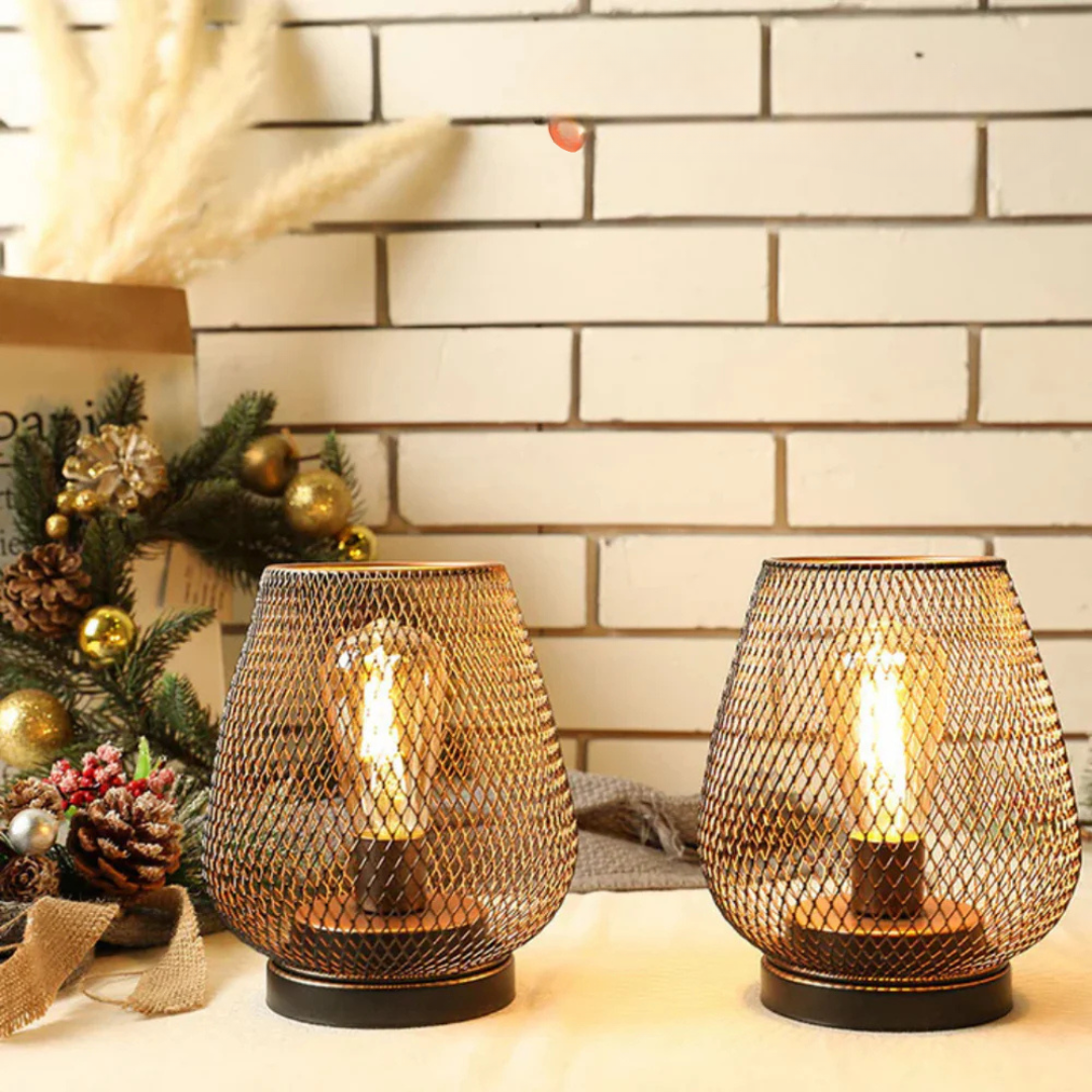 Wireless Metal Table Lamp - LED Lantern - Portable Ambient Lighting - Industrial Style - Image 4