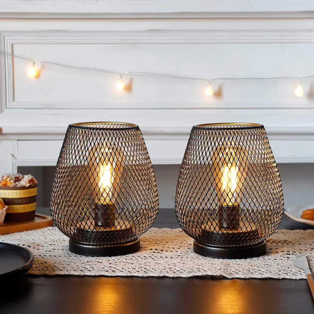 Wireless Metal Table Lamp - LED Lantern - Portable Ambient Lighting - Industrial Style - Image 5