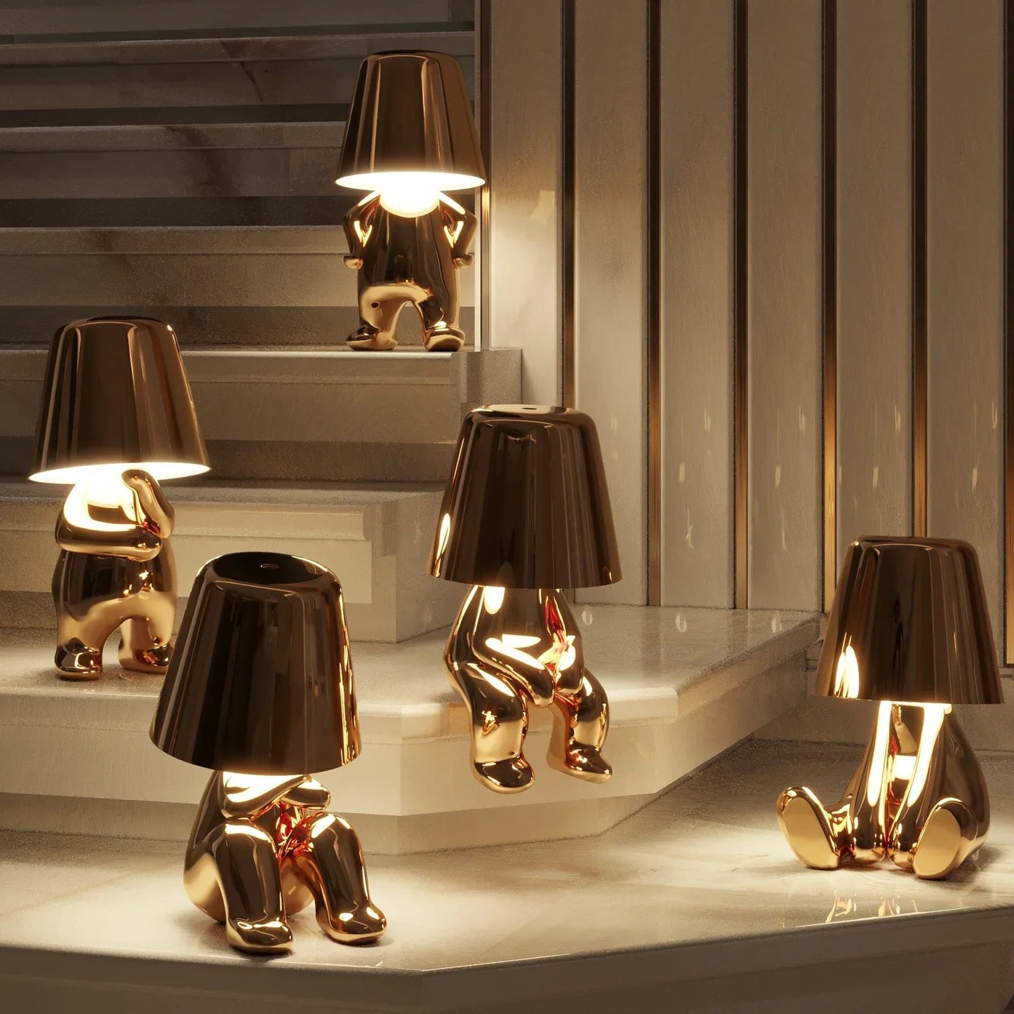 Wireless Rechargeable Table Lamp - Gold Finish - Modern Accent Light - Image 2