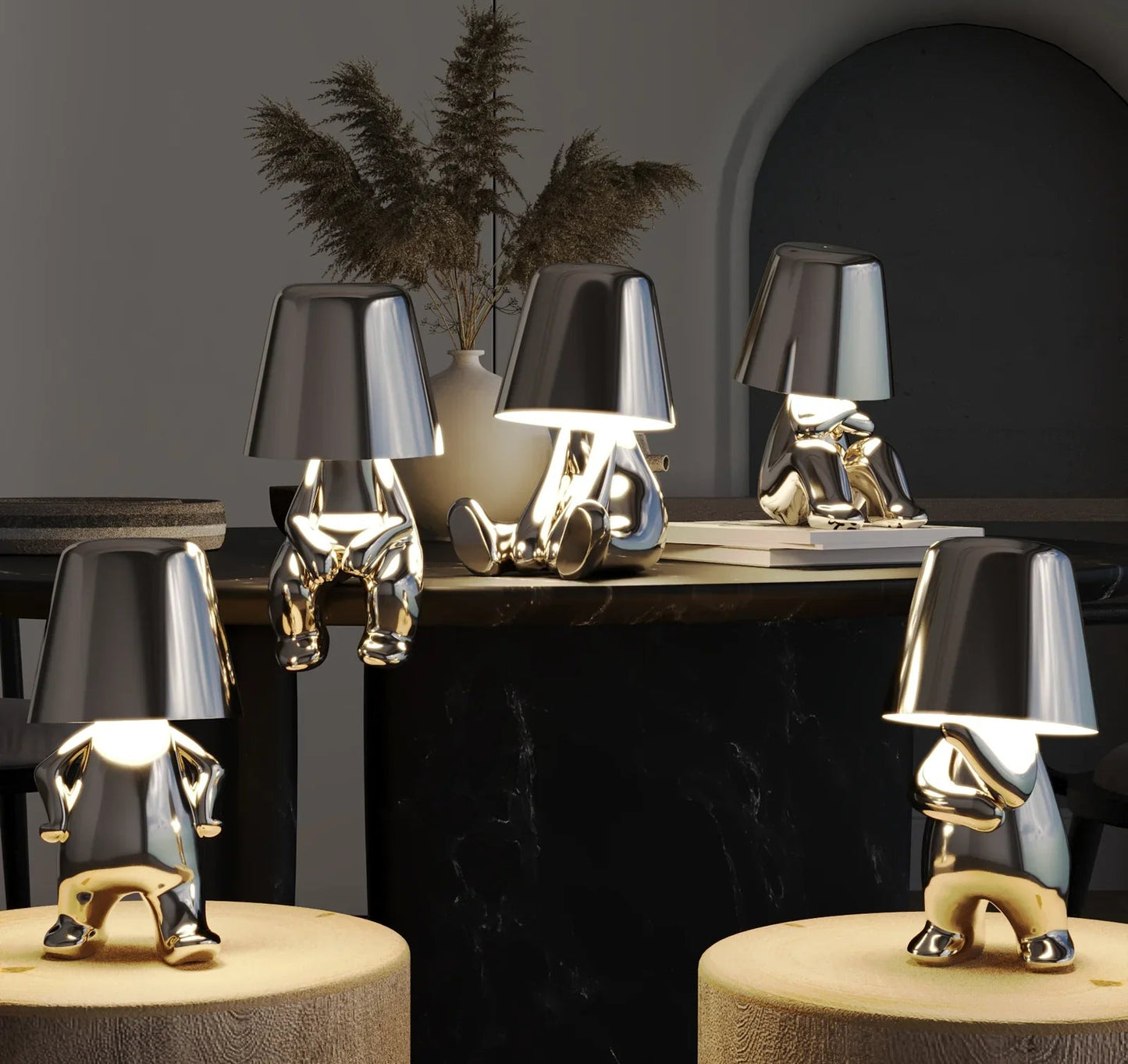 Wireless Rechargeable Table Lamp - Gold Finish - Modern Accent Light - Image 4