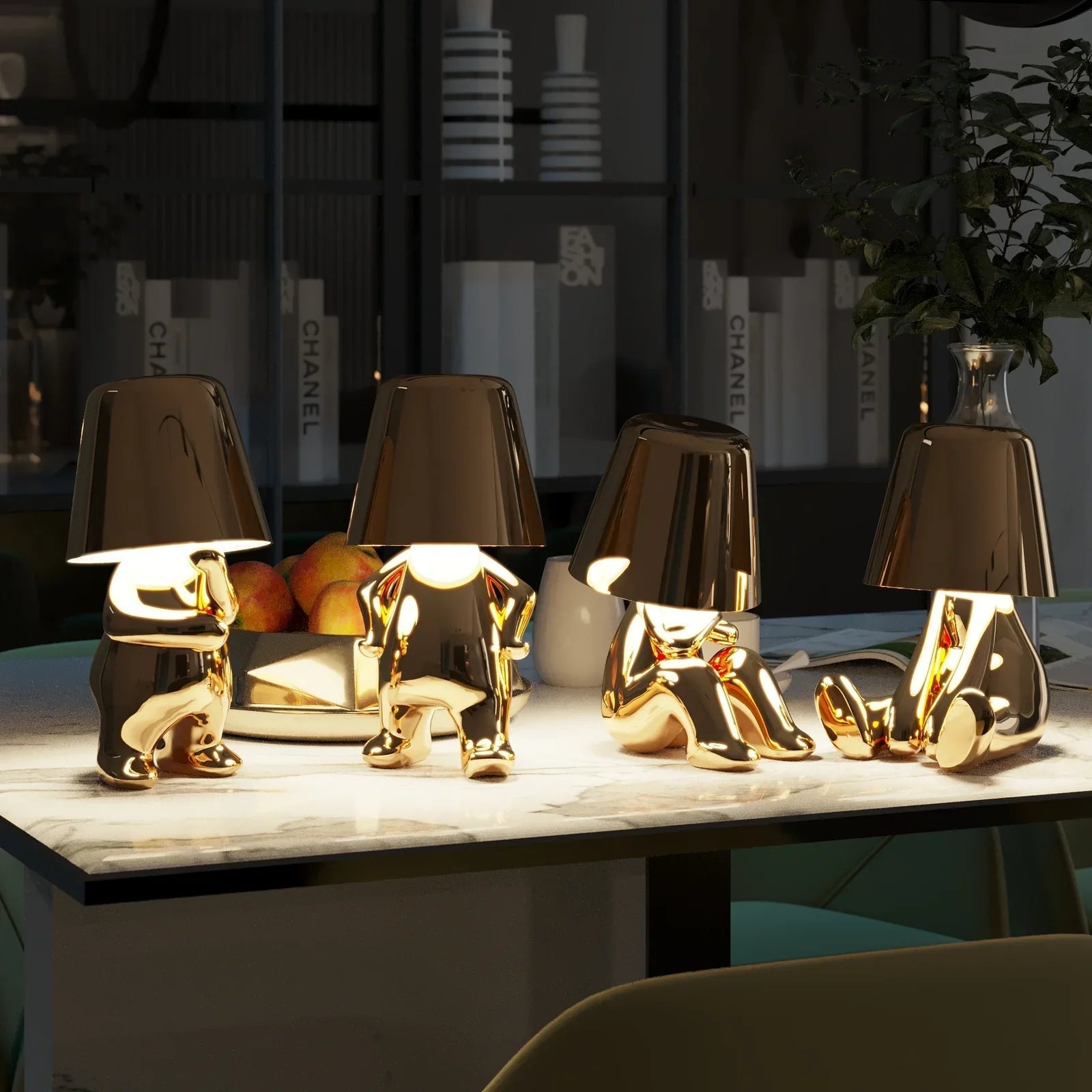 Wireless Rechargeable Table Lamp - Gold Finish - Modern Accent Light - Image 5