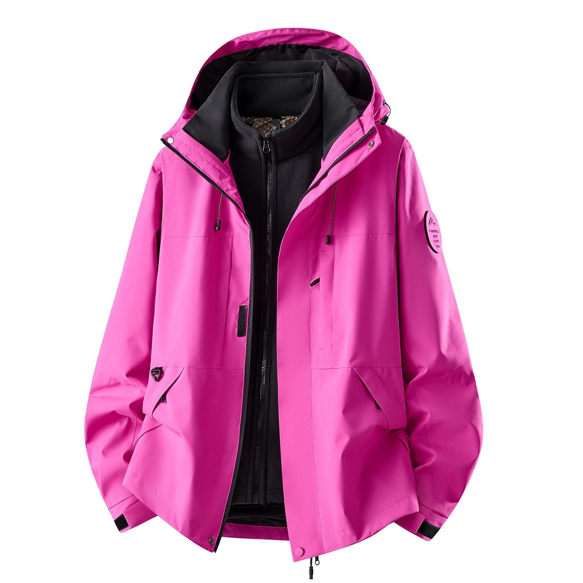 Women's 3-in-1 Waterproof Outdoor Jacket with Detachable Fleece Inner Layer and Pockets