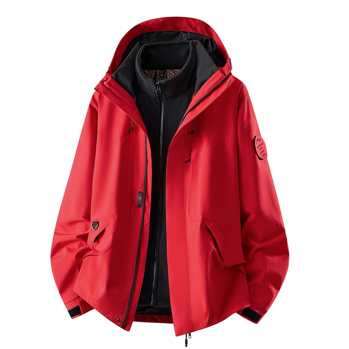 Women's 3-in-1 Waterproof Outdoor Jacket with Detachable Fleece Inner Layer and Pockets