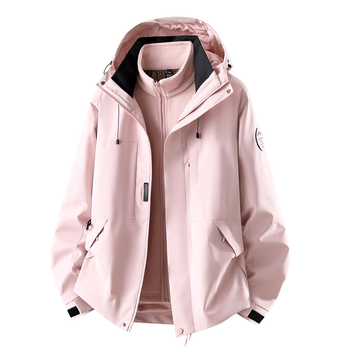 Women's 3-in-1 Waterproof Outdoor Jacket with Detachable Fleece Inner Layer and Pockets