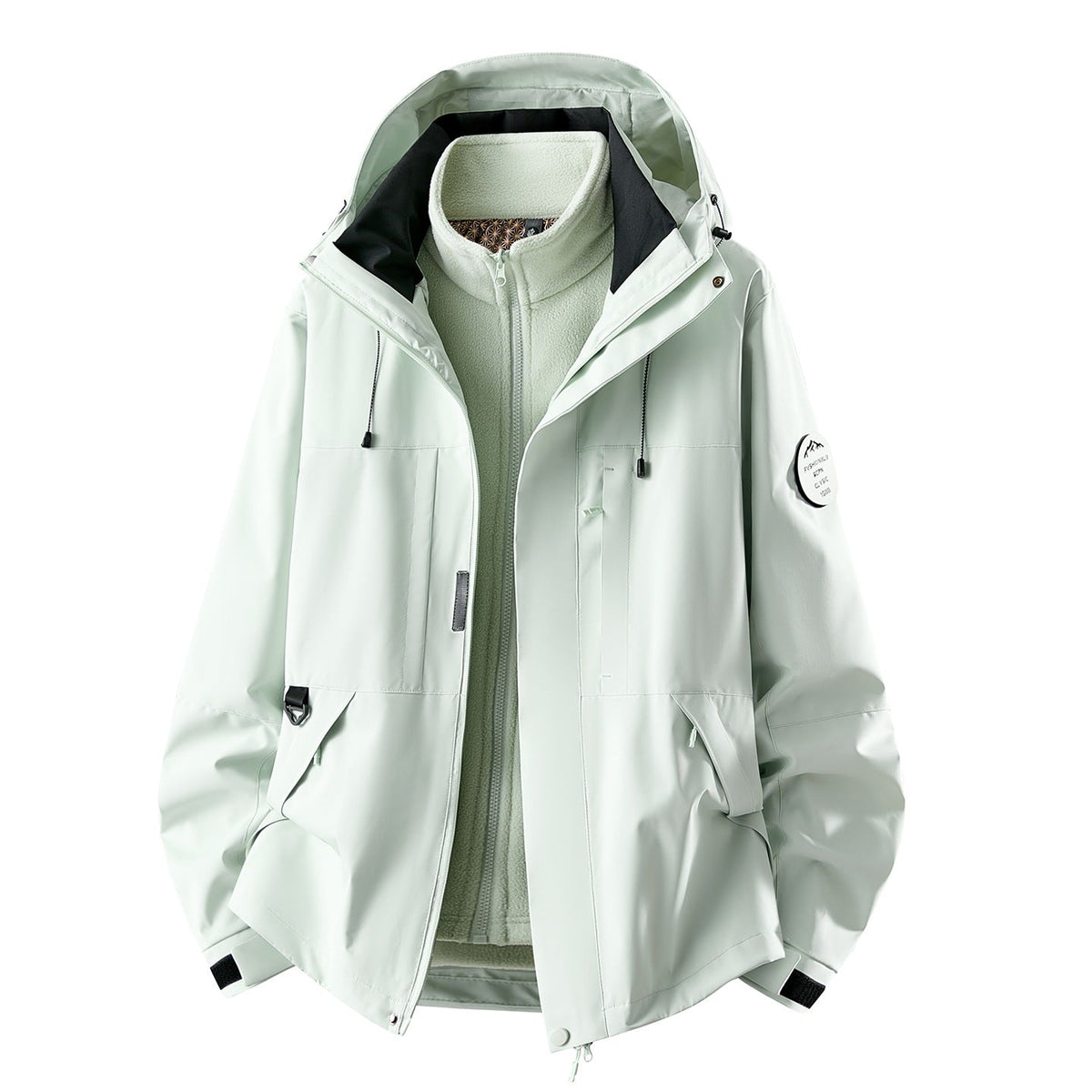 Women's 3-in-1 Waterproof Outdoor Jacket with Detachable Fleece Inner Layer and Pockets