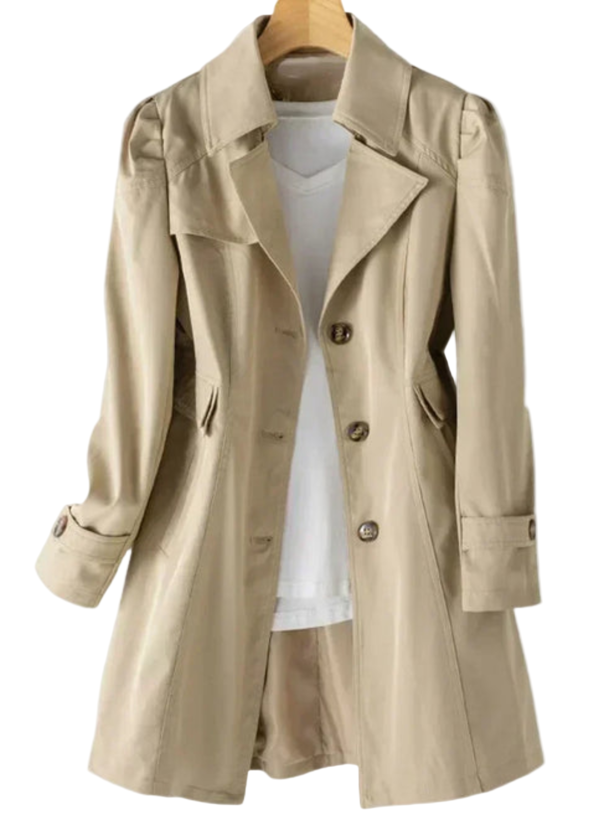 Women's Beige Trench Coat with Modern Design