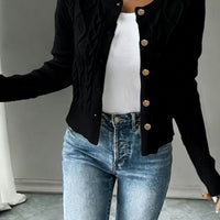 Women's Cable-Knit Button-Front Cropped Cardigan