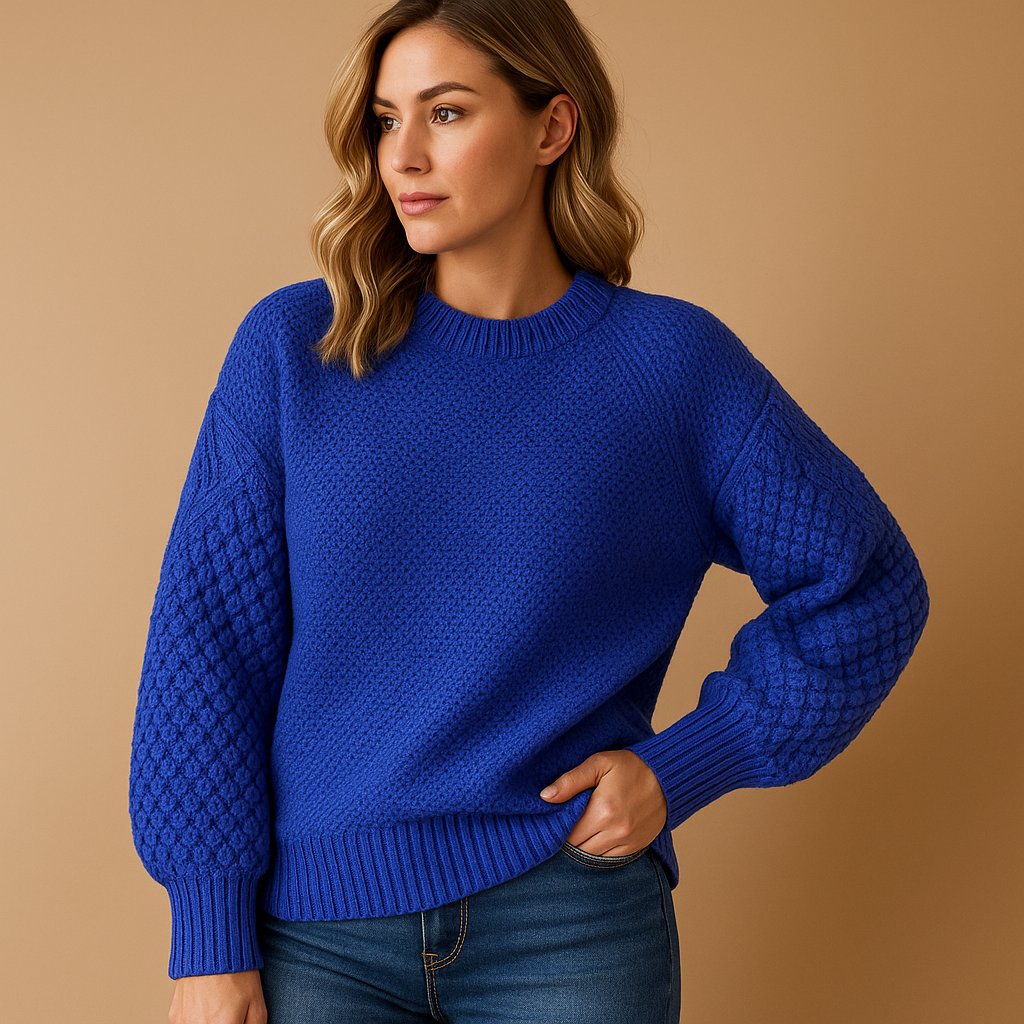 Women's Cable-Knit Long-Sleeve Crew Neck Sweater