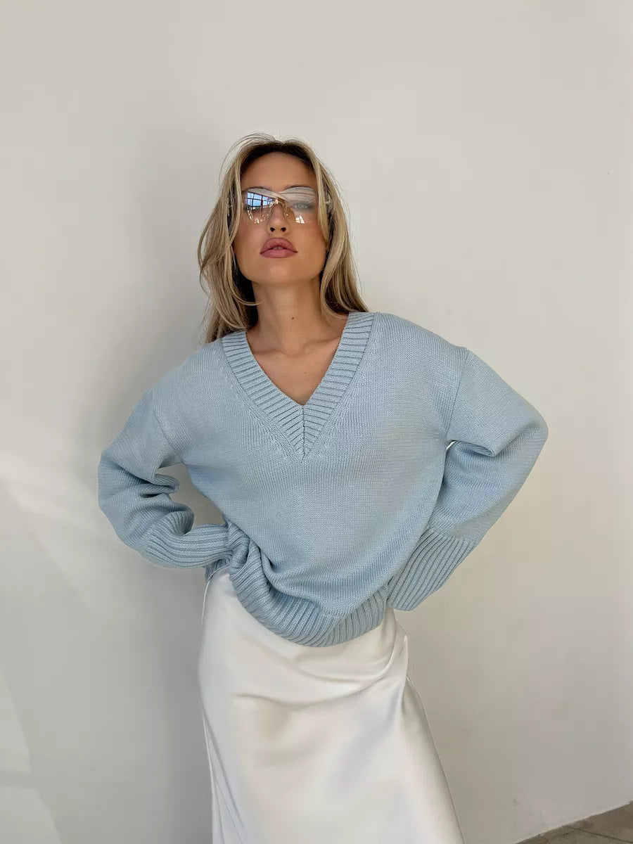 Women's Casual Breathable V-Neck Sweater