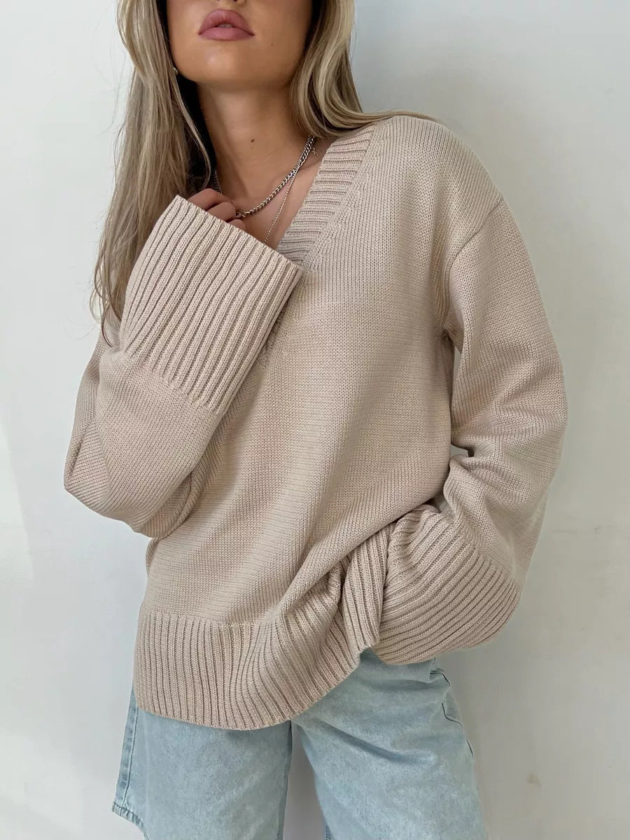 Women's Casual Breathable V-Neck Sweater