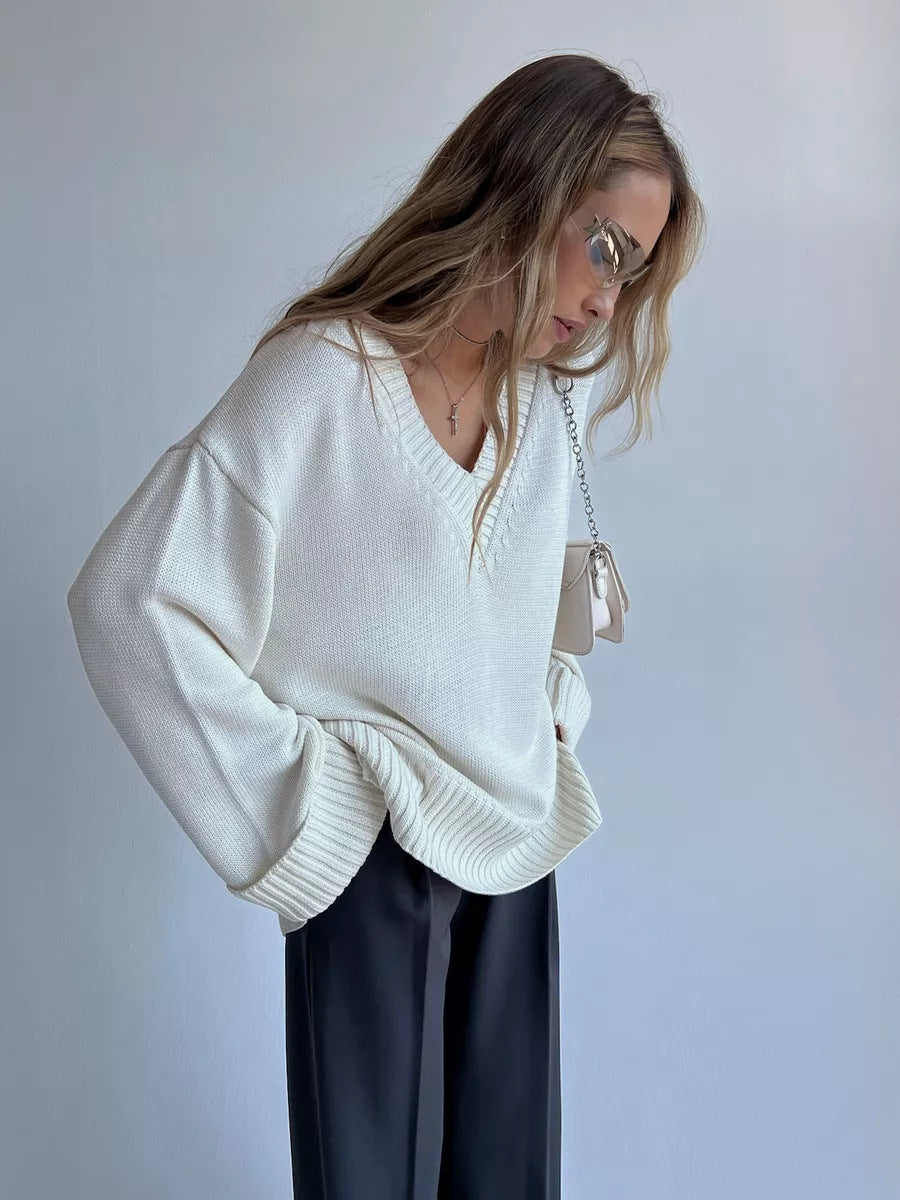 Women's Casual Breathable V-Neck Sweater