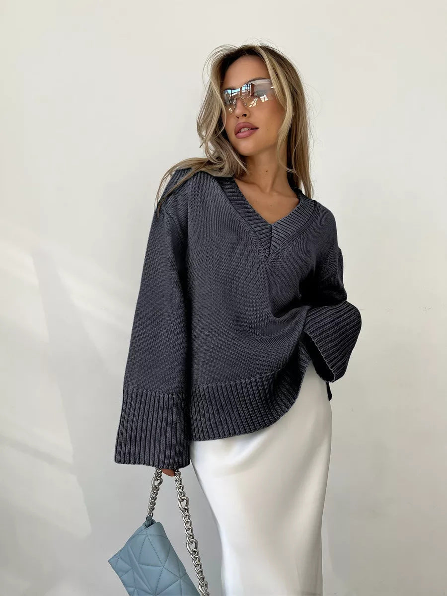 Women's Casual Breathable V-Neck Sweater