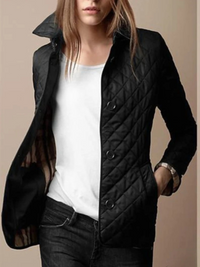 Women's Casual Quilted Jacket with Turn-Down Collar
