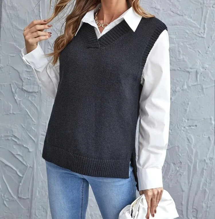 Women's Casual V-Neck Sleeveless Knit Vest
