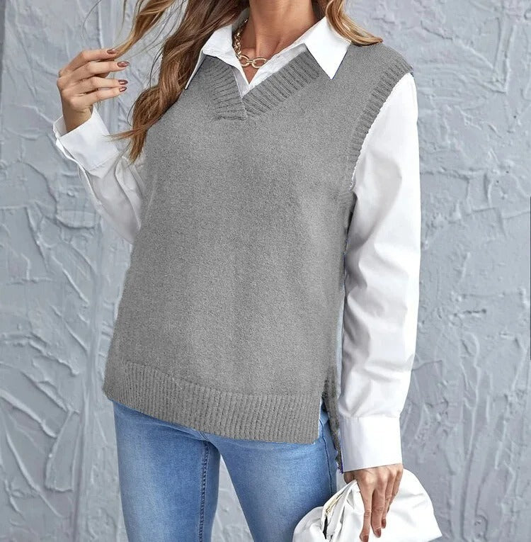 Women's Casual V-Neck Sleeveless Knit Vest