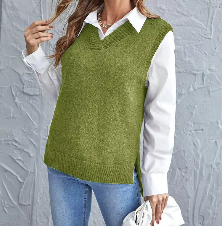 Women's Casual V-Neck Sleeveless Knit Vest