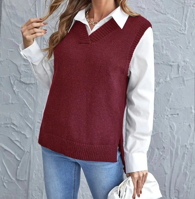 Women's Casual V-Neck Sleeveless Knit Vest