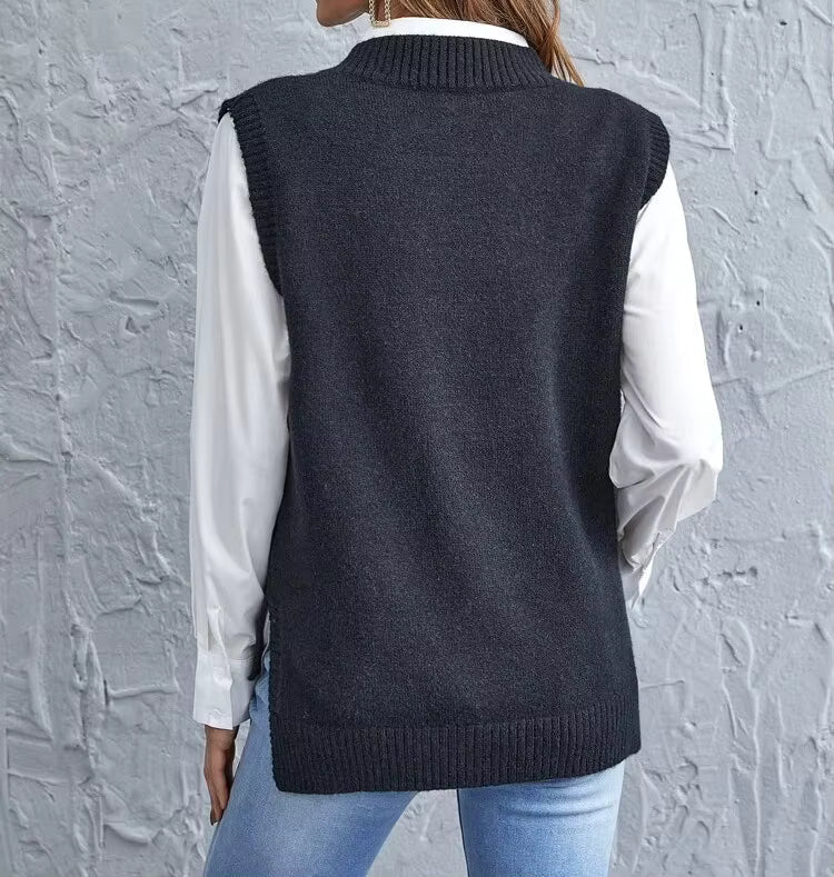 Women's Casual V-Neck Sleeveless Knit Vest
