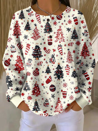 Women's Christmas Long-Sleeve Waffle-Knit Sweater