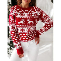 Women's Christmas Print Long-Sleeve Acrylic-Polyester Sweater, Winter Style