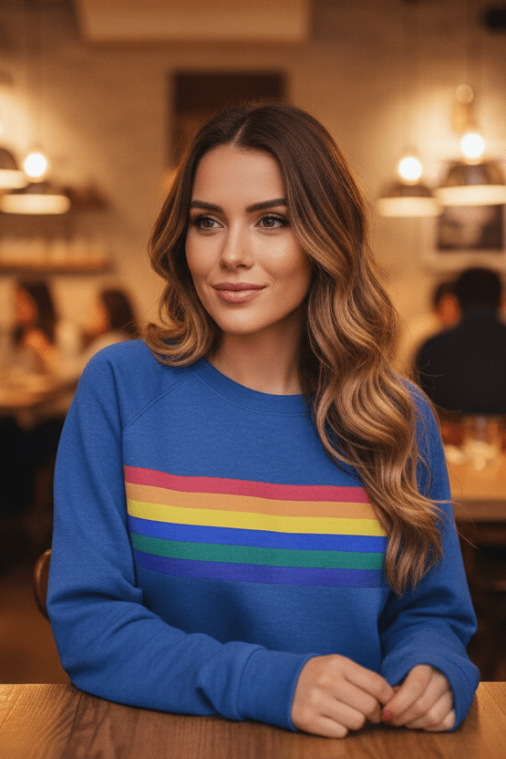 Women's Cozy Rainbow Striped Sweatshirt