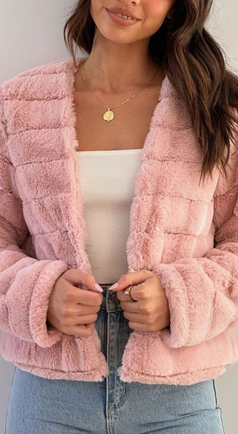 Women's Cropped Open-Front Faux Fur Jacket