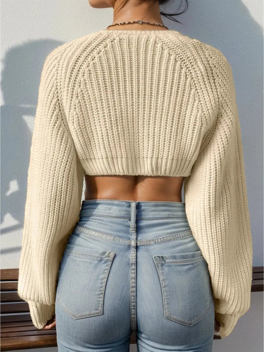 Women's Cropped Open-Front Ribbed Knit Sweater Shrug