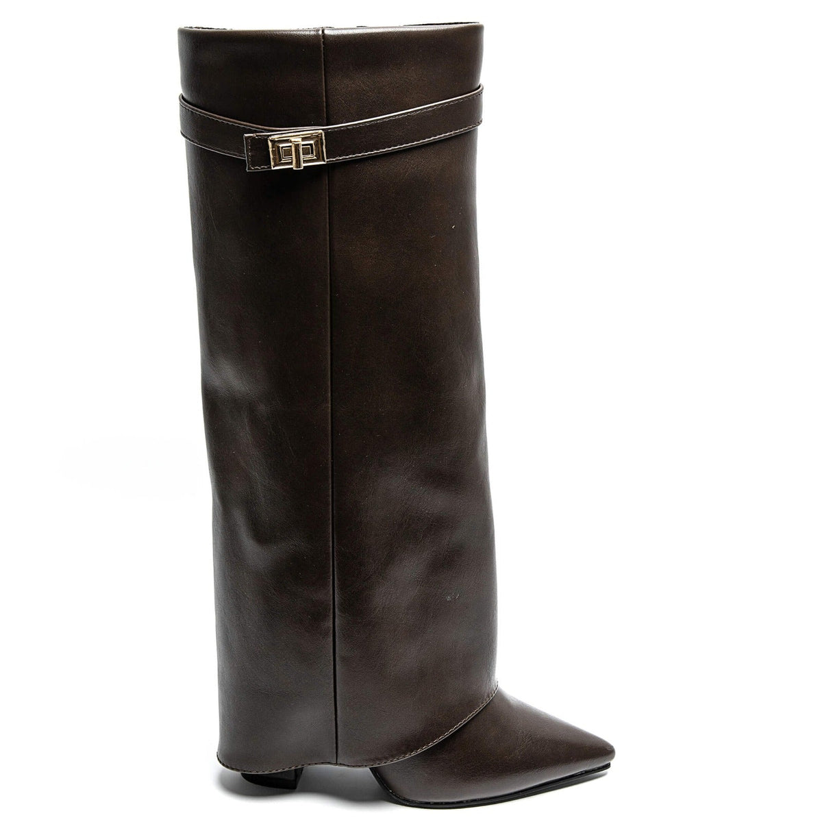 Women's Elegant PU Leather Block Heeled Boots