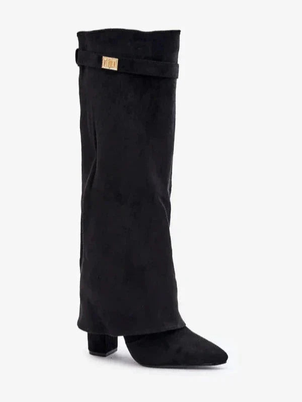 Women's Elegant PU Leather Block Heeled Boots