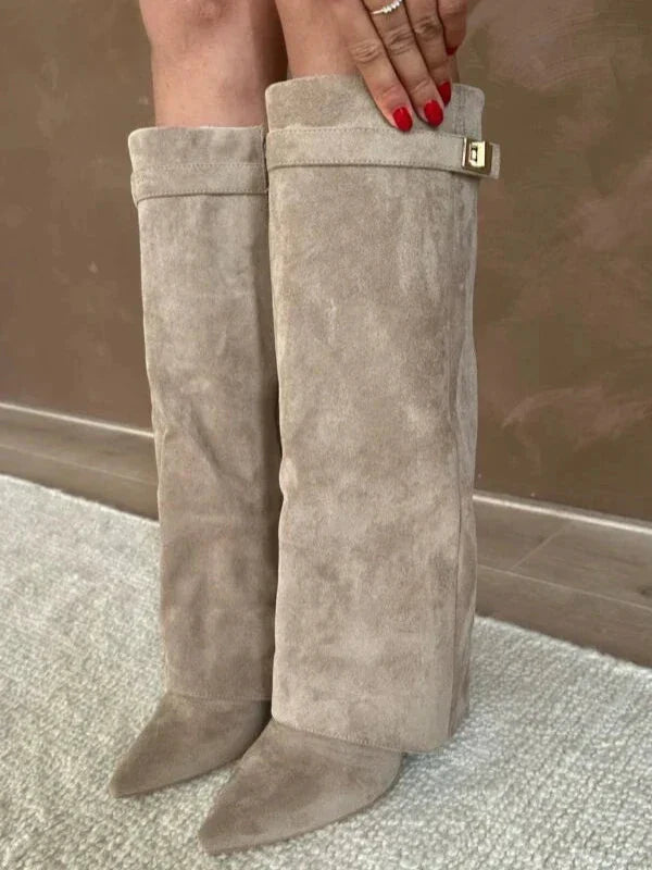 Women's Elegant PU Leather Block Heeled Boots