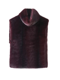 Women's Elegant Solid Fluffy Faux Fur Turtleneck Vest, Cropped Sleeveless Winter Jacket Top